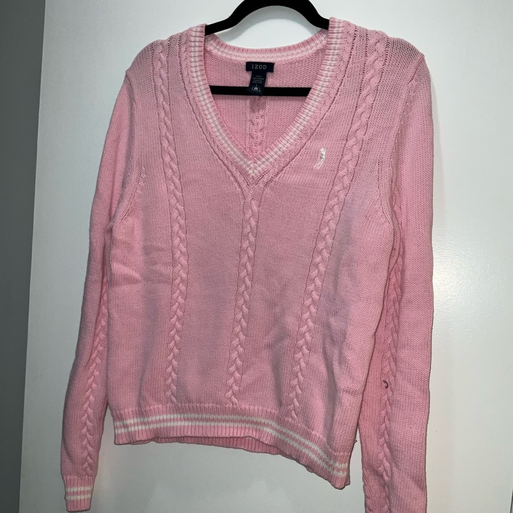 Izod Women’s Knit Golf Pullover | Pink Size Large